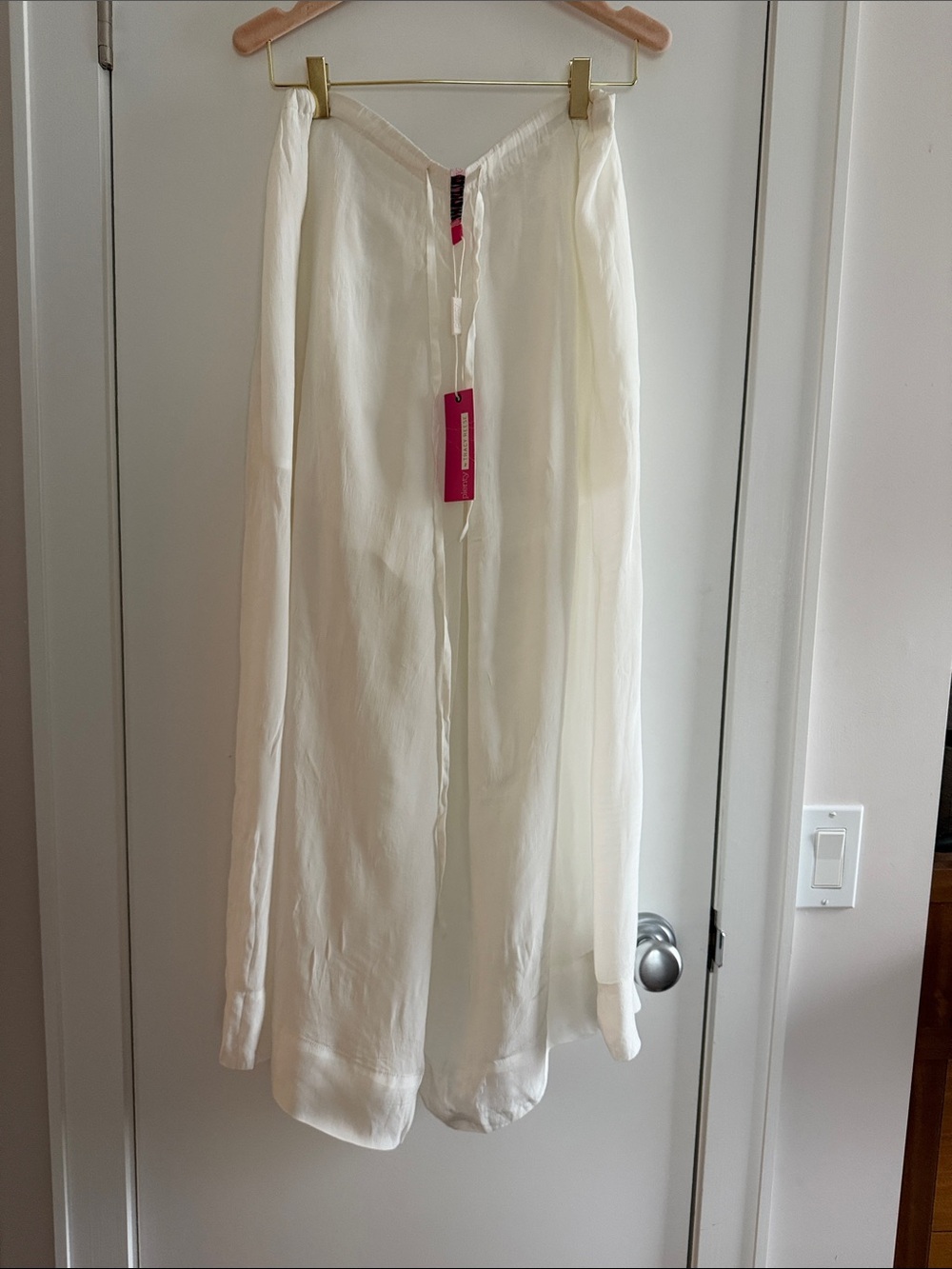 Tracy Reese White Swingy Culotte semi sheer skirt pay size M